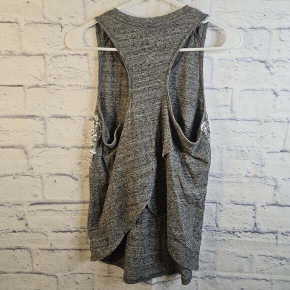 PINK Victorias Secret Gray Silver Sequin Bling Open Back Tank Top Small - Picture 3 of 5